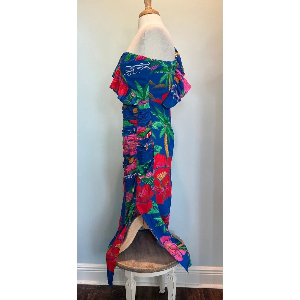 FARM Rio for Anthropologie One Shoulder Maxi Dress Floral Tropical Size Small - Picture 7 of 13